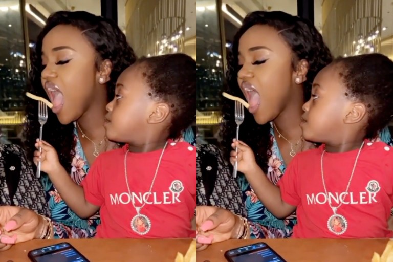 Chioma Subtly Shades Davido For Not Giving Her Unconditional Love As Her Son, Ifeanyi Spoonfeeds Her (VIDEO)