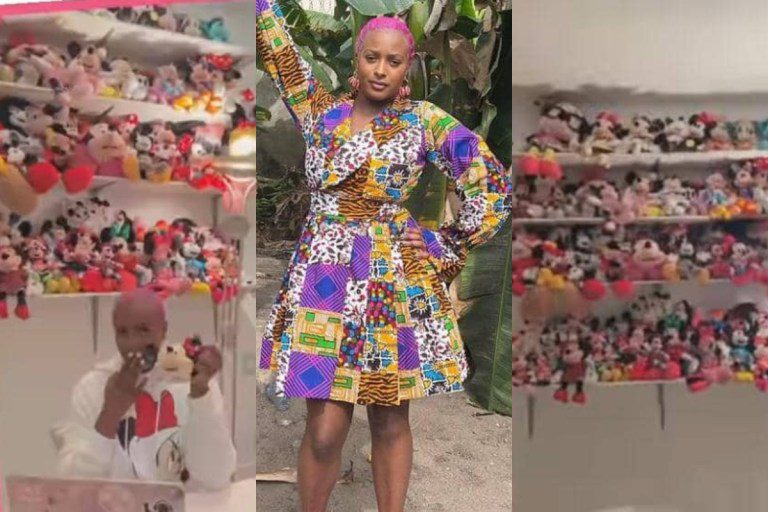 DJ Cuppy Showing Off Her Mini Mouse Doll Collection