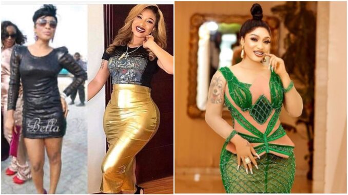 Actress Tonto Dikeh brags as she shares before and after photos of her body transformation