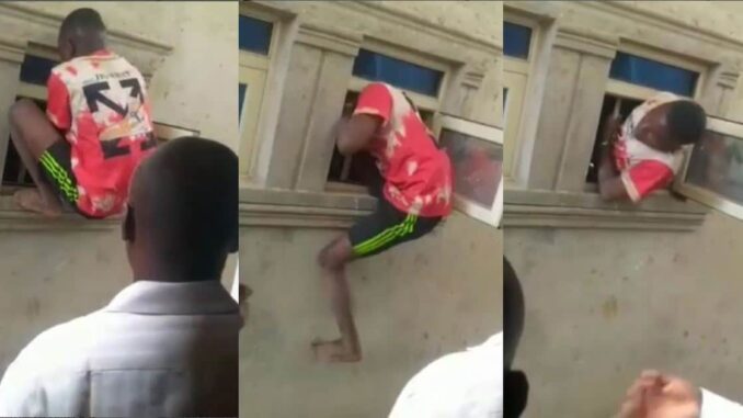 Suspected thief forced to demonstrate how he gained access into a house after being caught 