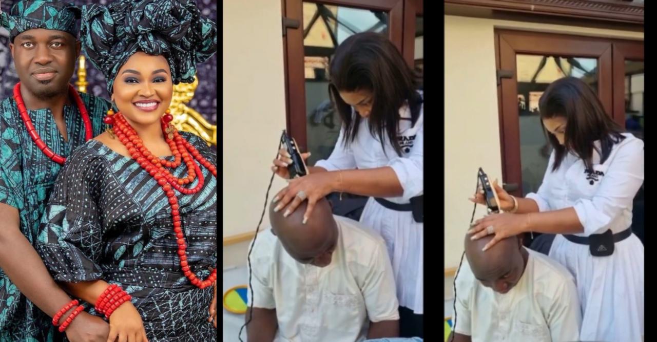 Mixed Reactions As Nollywood Actress Mercy Aigbe Was Spotted Barbing Her Lover Kazim Adeoti