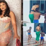Actress Laide Bakare ridiculed as she strips to her underwear for a fun time with her sons