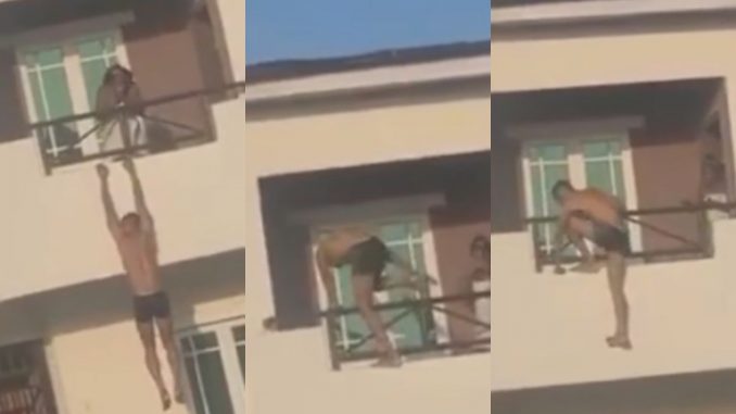 Man Nearly Jumps To His Death After He Was Caught Bunking Another Man’s Wife