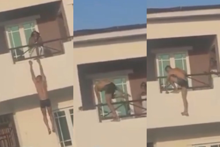 Man Nearly Jumps To His Death After He Was Caught Bunking Another Man’s Wife