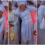 Reactions as Funke Akindele goes into trance in Celestial Church