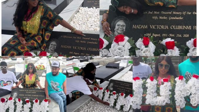 Actress Iyabo Ojo visits mother’s graveside to mark her 71st posthumous birthday