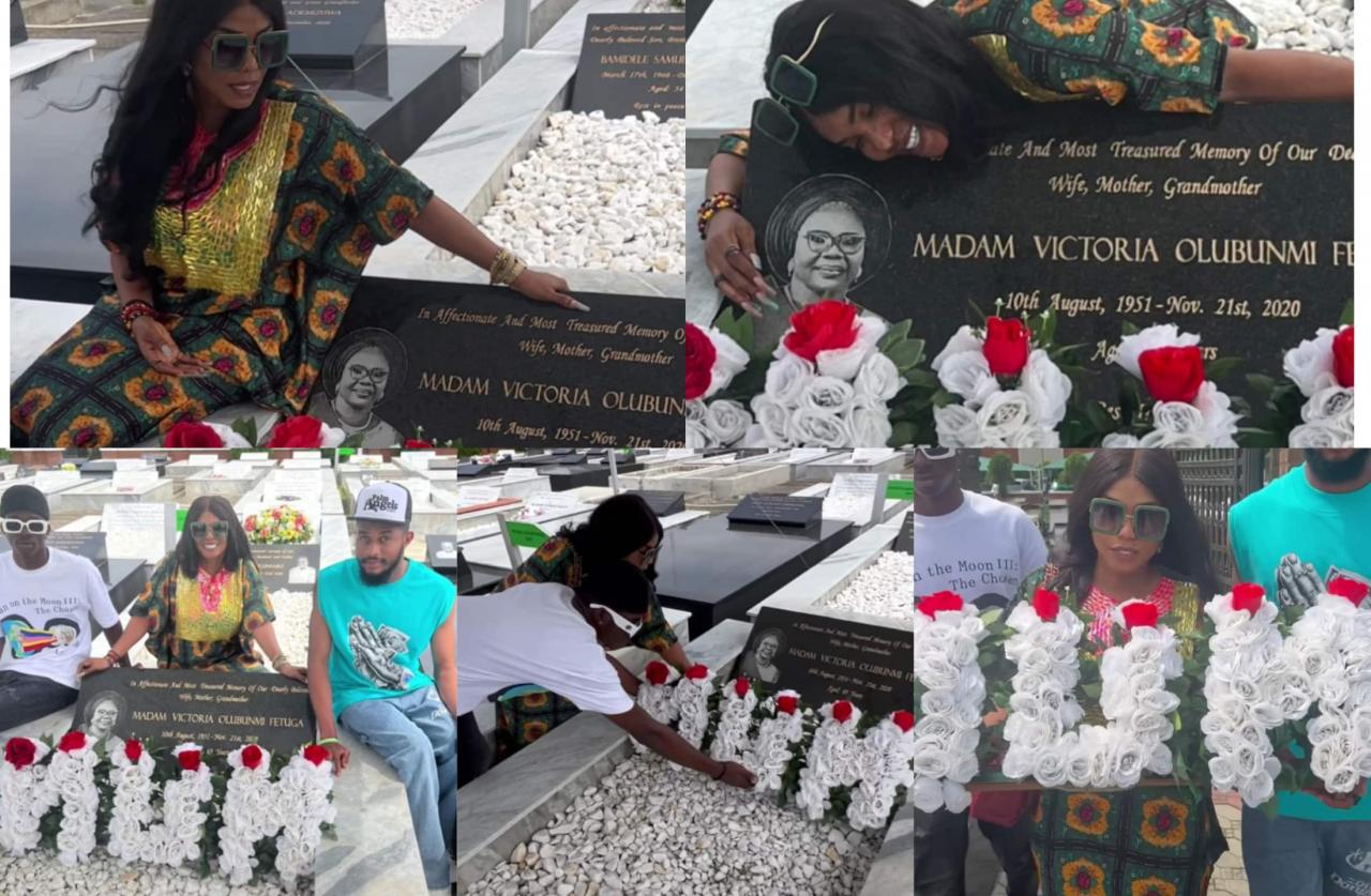 Actress Iyabo Ojo visits mother’s graveside to mark her 71st posthumous birthday