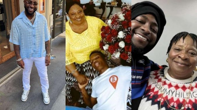 Davido meets Wizkid’s mother, carries her bag at Aiport