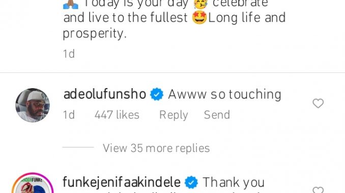 Funke Akindele's reaction to JJc Skillz's birthday message