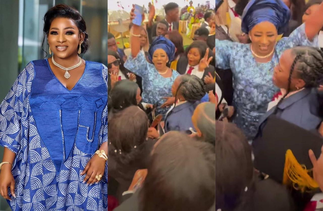 Actress Mide Martins overwhelmed with love as she storms Lagos school