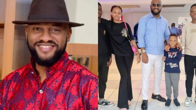 Nollywood Actor Yul Edochie brags as he shows off his kids