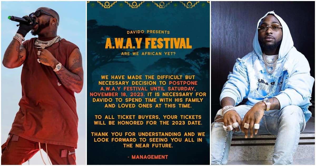 Ifeanyi: Davido postpones Away festival to spend time with family