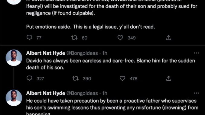 Davido allegedly replies troll who blamed him for son, Ifeanyi’s death